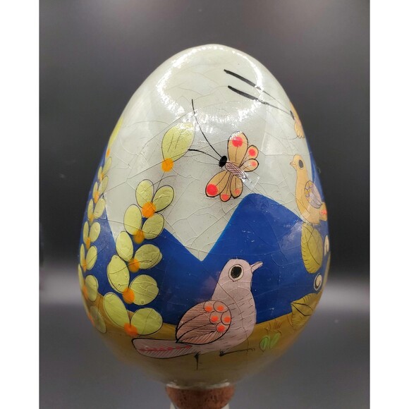GLOWS* Tonala Mexico papier-mâché egg by‎ Mateo Ser-Mel - Picture 1 of 10